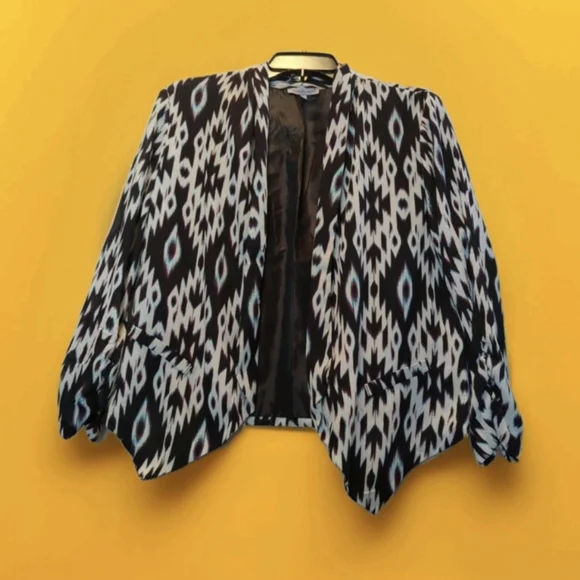 Charlotte Russe NWOT Size XL Black White Open Front Drape Blazer Jacket NWOT - Picture 1 of 16